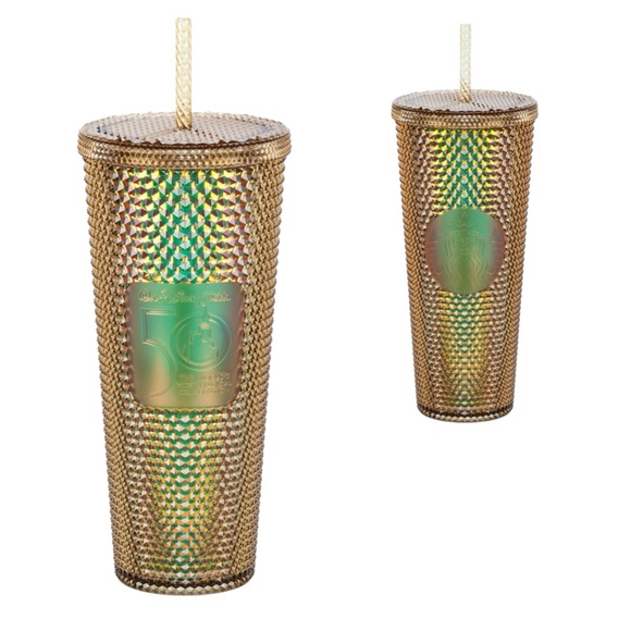 Disney Parks Walt Disney World 50th Anniversary Gold Starbucks Spike Tumbler - Picture 1 of 5